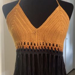 Size Large Mustard Yellowish Orange Halter Top