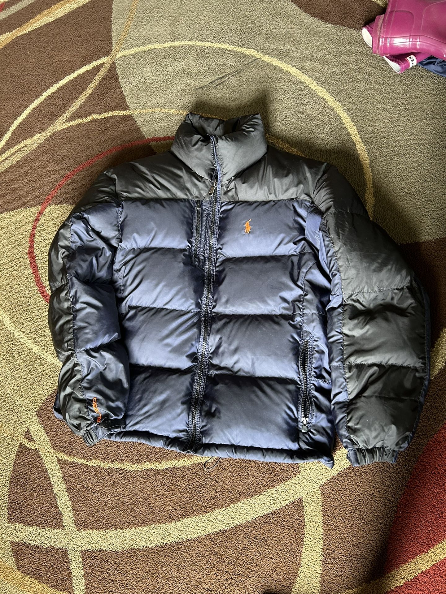 Polo Ralph Lauren RL250 Puffer Down Winter Ski Jacket Coat Men L Black Blu