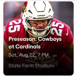 Dallas Cowboys @ Arizona Cardinals 2 lower level aisle seats with parking