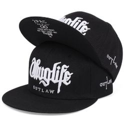 Thug Life Snapback Flat Brim Hat Black/White