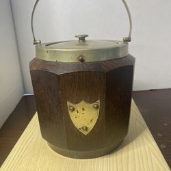 Antique Biscuit Barrel Or Ice Bucket With Porcelain Interior 