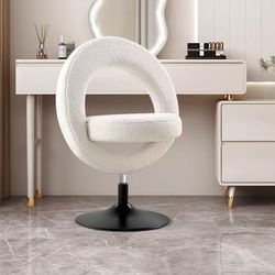 ❤️‍🔥 Modern White Boucle Adjustable Vanity Stool With Back $ 90