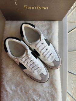 Franco Sarto Women's Ponti Sneakers (White/Black Faux Leather) - Size 8.5 M