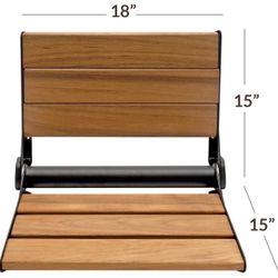 BRAND NEW 18”Home Aesthetics Wall-Mounted Folding Wood Shower Bench seat