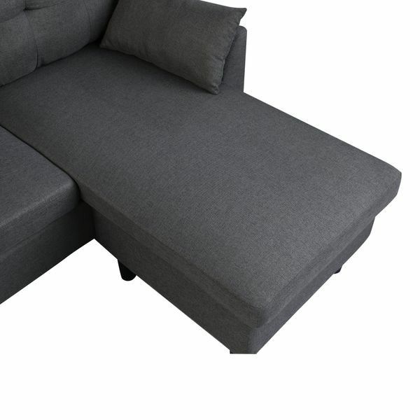 Sofa Chaise Lounge Wood Led Footstool Armrest Pillow Home Office Grey