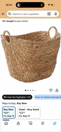 Large Woven Seagrass Storage Basket with Handles