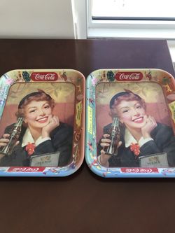 2 Vintage 1953 Coca Cola Menu Girl trays