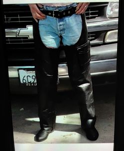 Black leather chaps