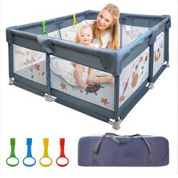 NEW IN BOX - Baby Playpen, 50"x50" Safety Play Yard for Babies & Toddlers Activity Center(4.5mm Gray) 