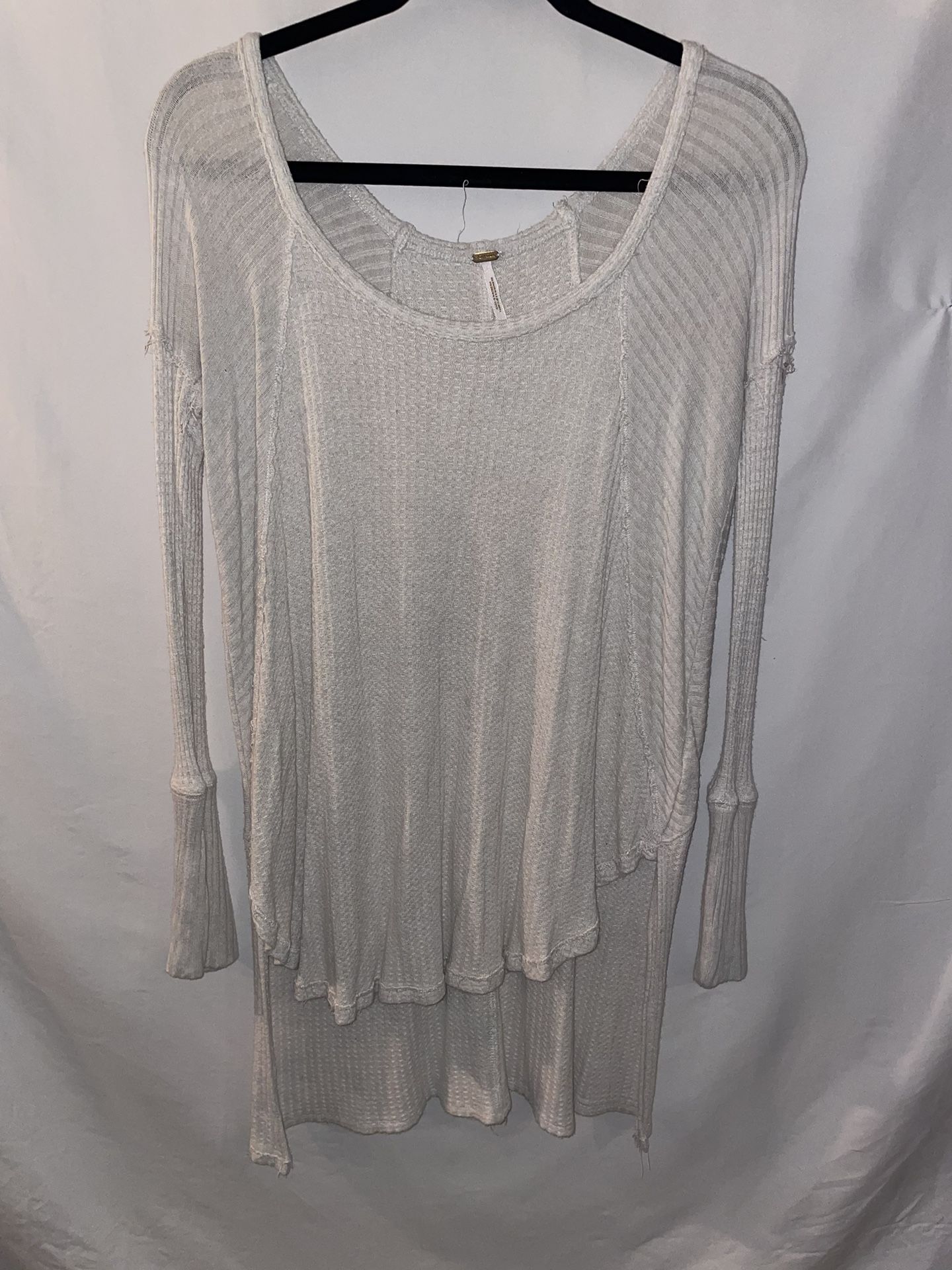 Ladies Womens Small Free People cream long sleeve waffle shirt