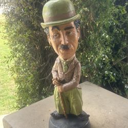 Modern Times; Vintage 1970s Heavy Chalkware Charlie Chaplain Statue: