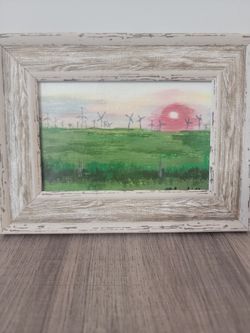 Hand Painted Windmill Scene