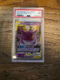 Pokemon Gengar and Mimiku GX PSA9 tag team