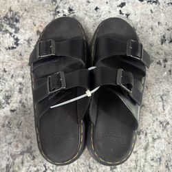Dr. Martens Black Leather Slides