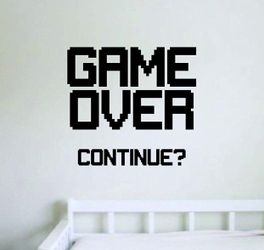 PRE MADE Wall Decal Home Decor Game Over Video Games Gamer Gaming Xbox PS4