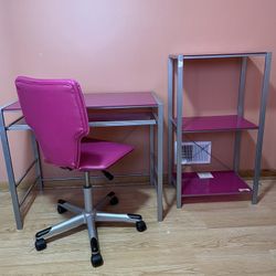 Pink Glass Desk Set
