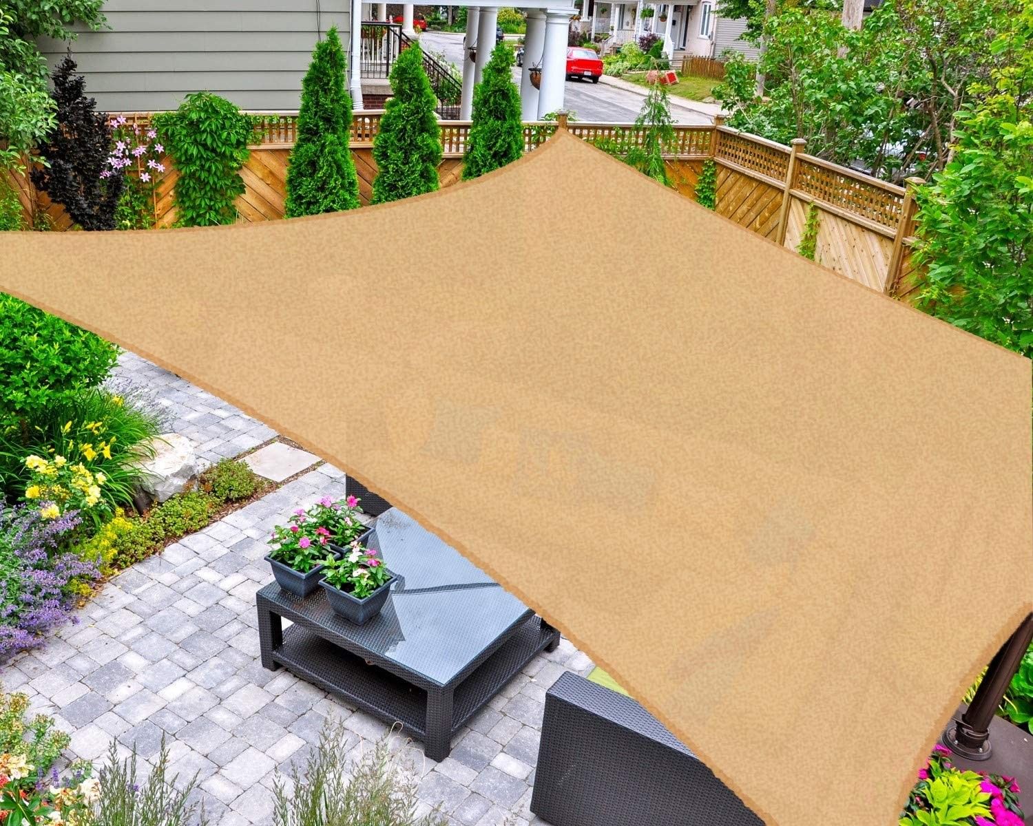 Rectangular Sun Shade Sail UV Block Canopy, 12' x 16', Outdoor Patio Yard