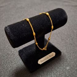 Gold-Tone Stainless Steel Bead Chain Bracelet