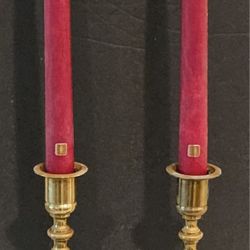 Lot Of 2 Vintage Traditional Brass Candlesticks 7.25"H