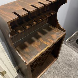Wooden Wine Bottle Rack And Glass Holder
