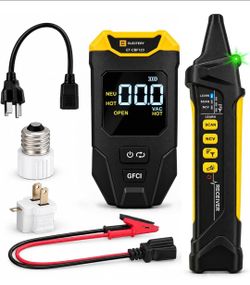Electrical Circuit Tracer with LCD Voltage Display, Wiring Fault Detection, Light Socket & Clip
