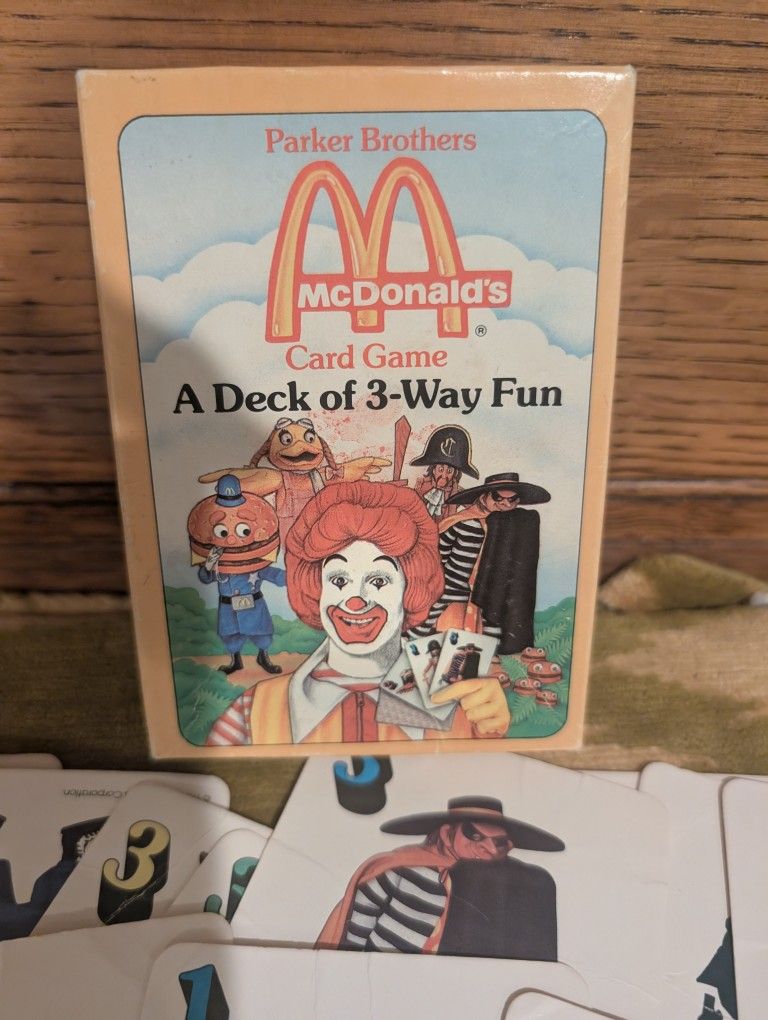 Vintage 1984 McDonald’s Parker Brothers Card Game. McDonaldland Match-Up A Deck of 3-Way Fun!