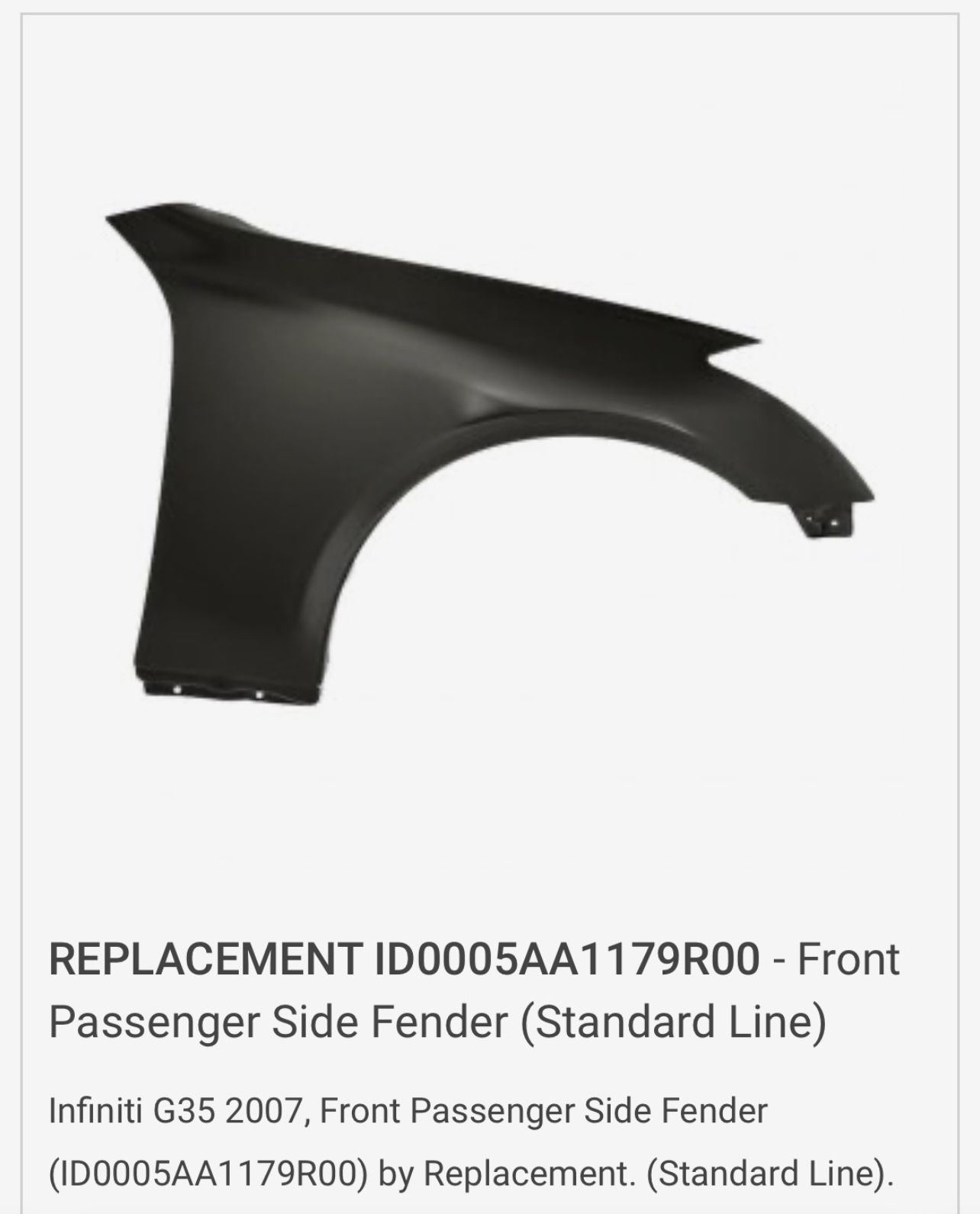 Fender For Infiniti G35 coupe
