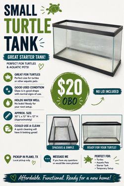 Turtle / Reptile Tank – No Lid