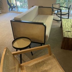 Cane chairs & end tables