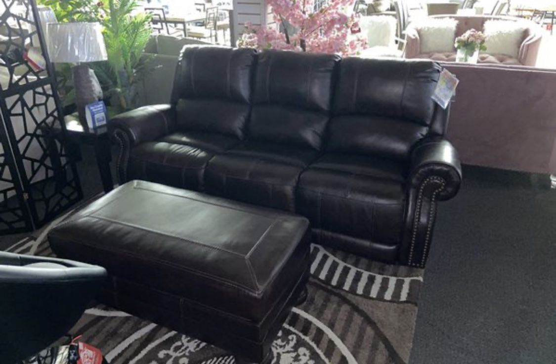 GENUINE LEATHER POWER RECLINING SOFA