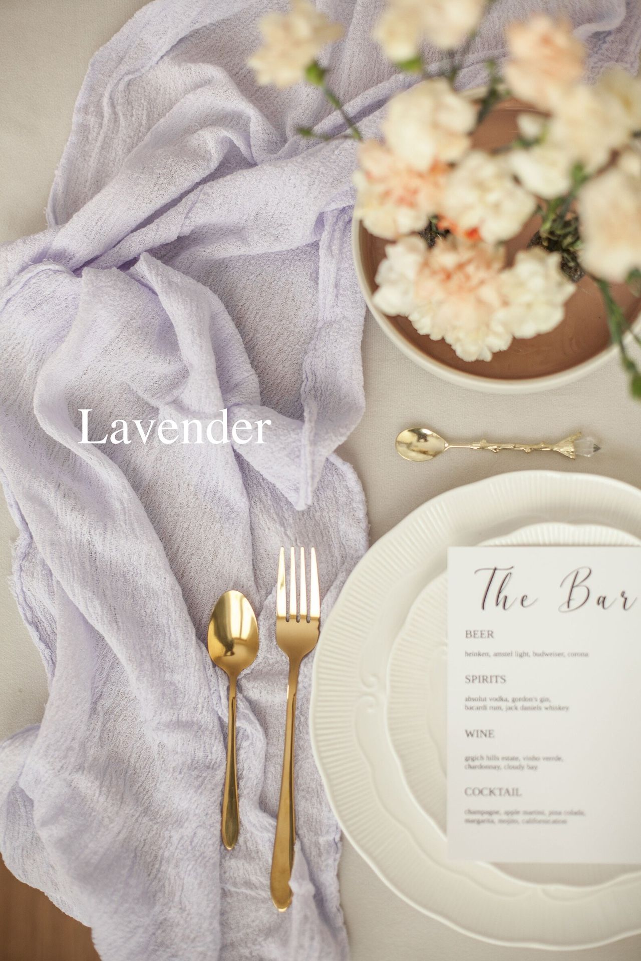 Hand-dyed Lavender Boho Wedding Cheesecloth Table Runners