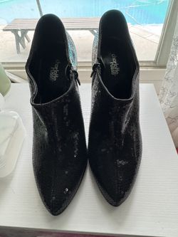 Black Sequin High Heels