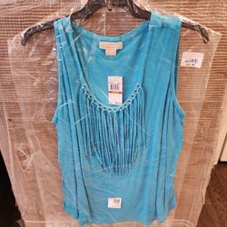 NEW Michael Kors TURQUOISE Fringe Womens Tank Top Womens Size 3XL