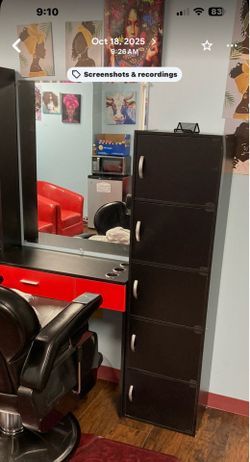 Salon chair , station cabinet and dryer and chair also shampoo bowl and chairs for sale