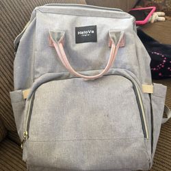 HaloVa Original Diaper Bag Backpack Gray and Pink