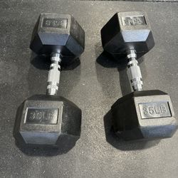 35lb Rubber Hex Dumbbell Pair