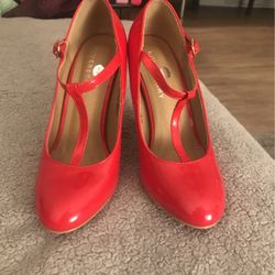 Riverberry Red Heels With Strap And Patent Piper