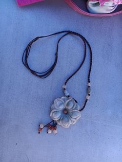 Burmese Vintage Jade Flower Pendant on Handmade Women Necklace (FJ21