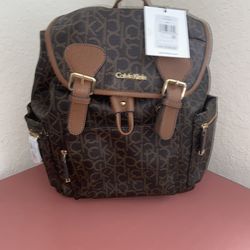 NEW WITH TAG/. Calvin Klein Leather Monogram Backp