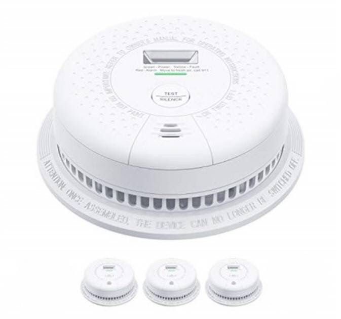 X-Sense SD01 Smoke Detector, 10-Year Battery (Not Hardwired) Fire Smoke Alarm with Escape Light 3 Pack