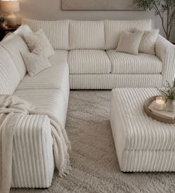 Brand new corduroy sectional sofa couch with ottoman (NEW in the 📦)