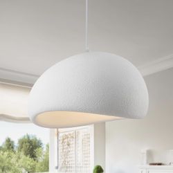New 11.8” W Japanese Wabi Sabi Pendant Light Adjustable Height E26 Base White 1 Pack Bird Nest Shape