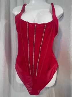 Red Women Bodysuit Large