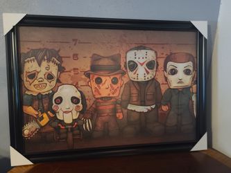 Killer Lineup Halloween Decorative Art With Frame