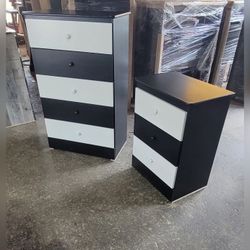 Five drawers dresser and nightstand