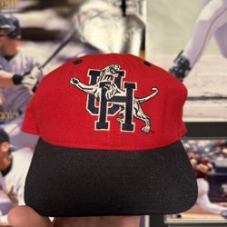 Vintage 90’s University of Houston New Era 7 1/8 100% Wool USA Made Fitted Hat  