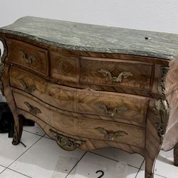 Marble Top French Louis XV style bombé commode