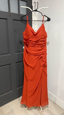 Red Orange Ruched Maxi Dress