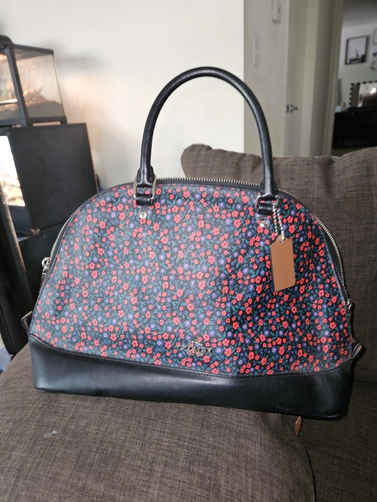 Leather Coach Floral Bag