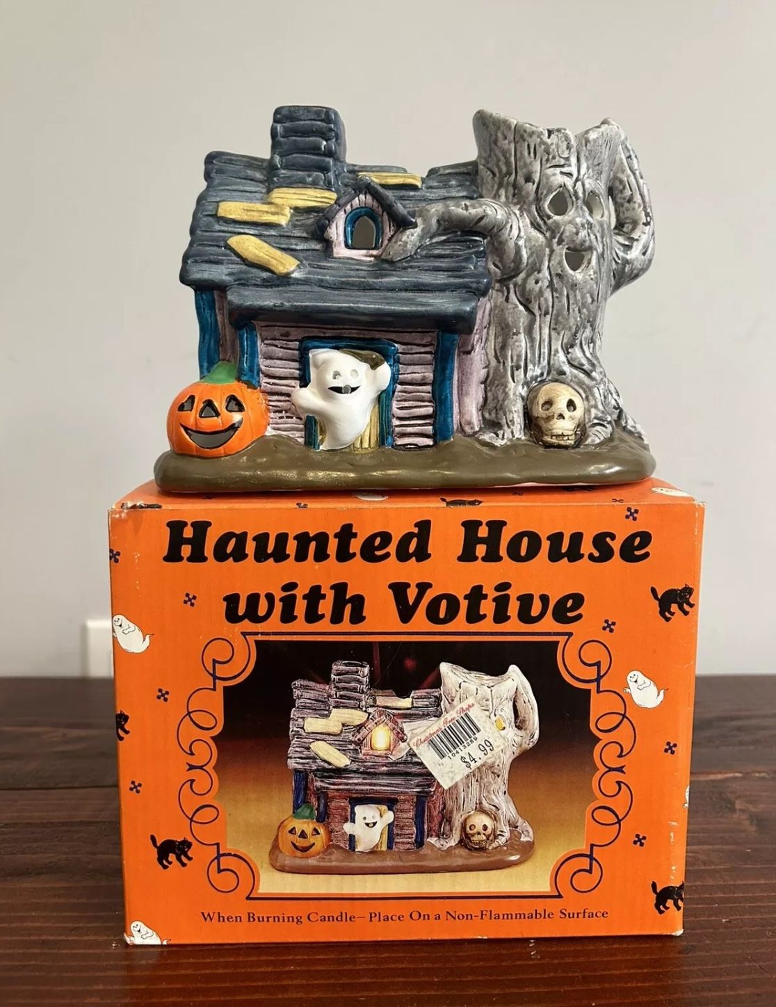 Vintage 80s Retro Russ Halloween Haunted House Votive Candle Tea Light Holder